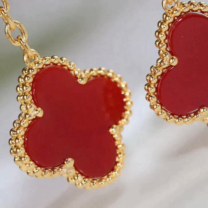 [Okajuri Jewelry]CLOVER  2 MOTIF  TIGER EYE CARNELIAN EARRINGS