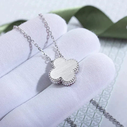 [Okajuri Jewelry]CLOVER  15MM DIAMOND LASER NECKLACE SILVER