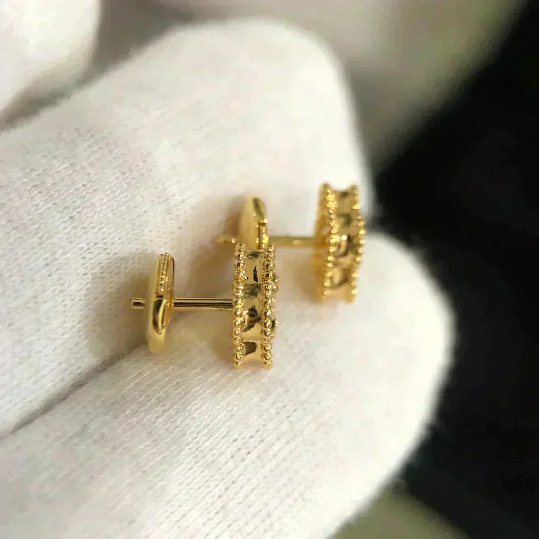 [Okajuri Jewelry]CLOVER MINI 9.5MM MALACHITE  EARRINGS