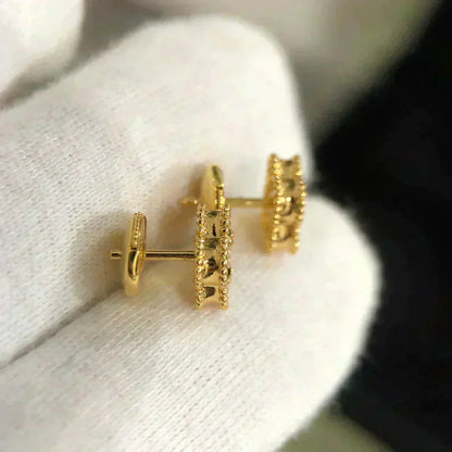 [Okajuri Jewelry]CLOVER MINI 9.5MM MALACHITE  EARRINGS