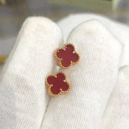 [Okajuri Jewelry]CLOVER MINI 9.5MM CARNELIAN EARRINGS