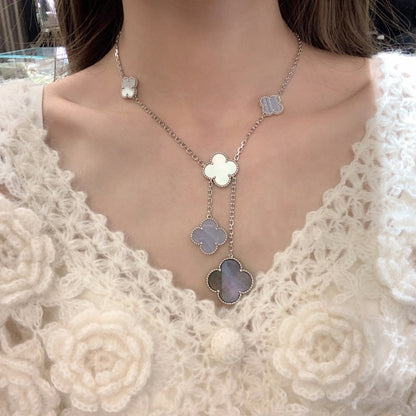 [Okajuri Jewelry]CLOVER MOP CHALCEDONY NECKLACE SILVER 6 MOTIF