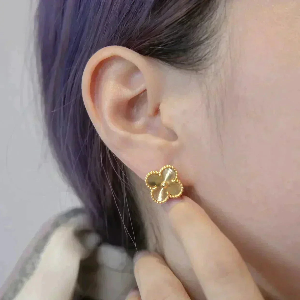 [Okajuri Jewelry]CLOVER MEDIUM 1 MOTIFS LASER EARRINGS
