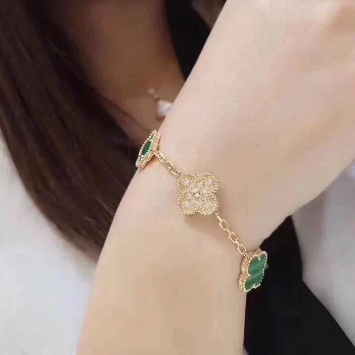 [Okajuri Jewelry]  CLOVER 5 MOTIF MALACHITE BRACELET COLLECTION