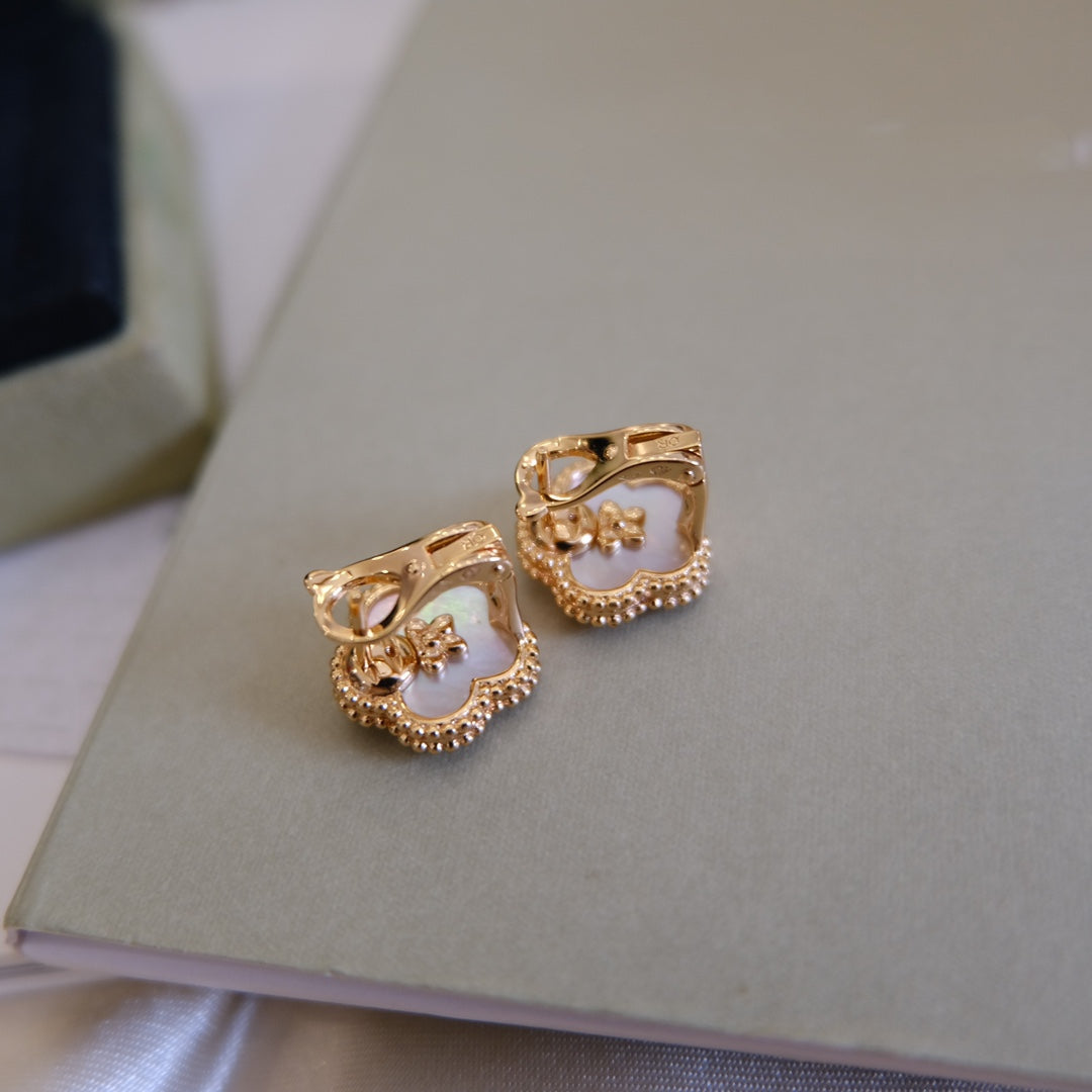 [Okajuri Jewelry]LUCKY PINK GOLD WHITE MOP EARRINGS