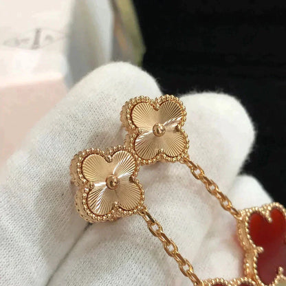 [Okajuri Jewelry]CLOVER 2 MOTIF  LASER CARNELIAN EARRINGS