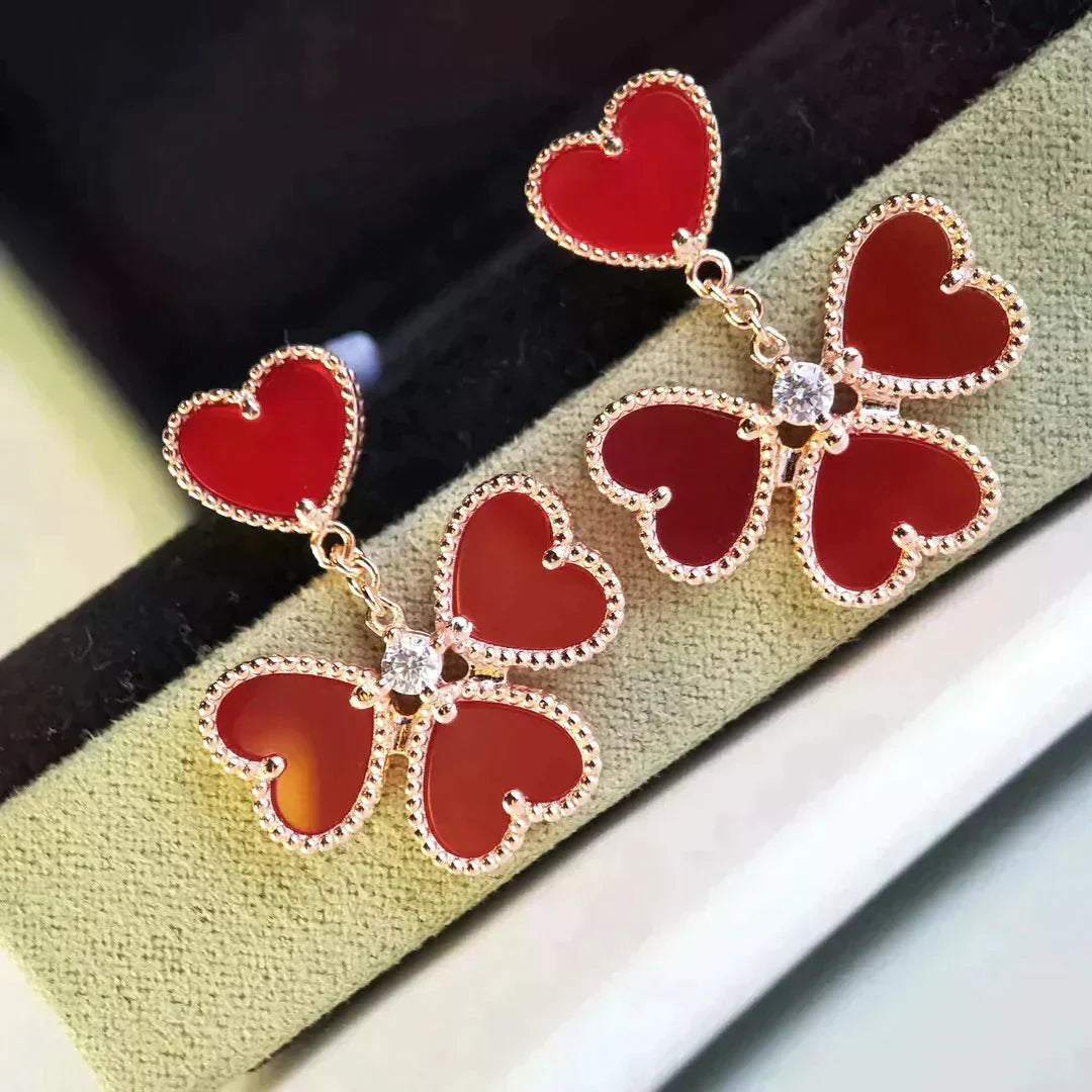 [Okajuri Jewelry]SWEET CLOVER CARNELIAN EARRINGS