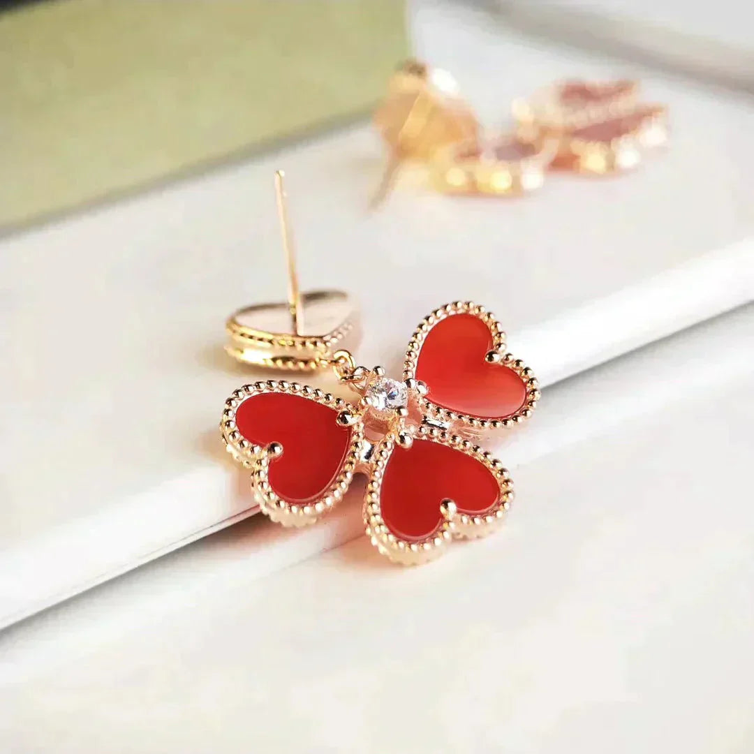 [Okajuri Jewelry]SWEET CLOVER CARNELIAN EARRINGS