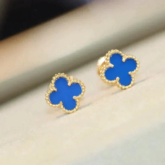 [Okajuri Jewelry]CLOVER MINI 9.5MM TURQUOISE EARRINGS