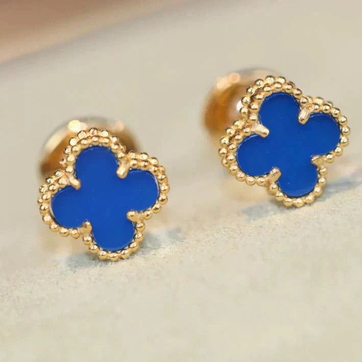 [Okajuri Jewelry]CLOVER MINI 9.5MM TURQUOISE EARRINGS