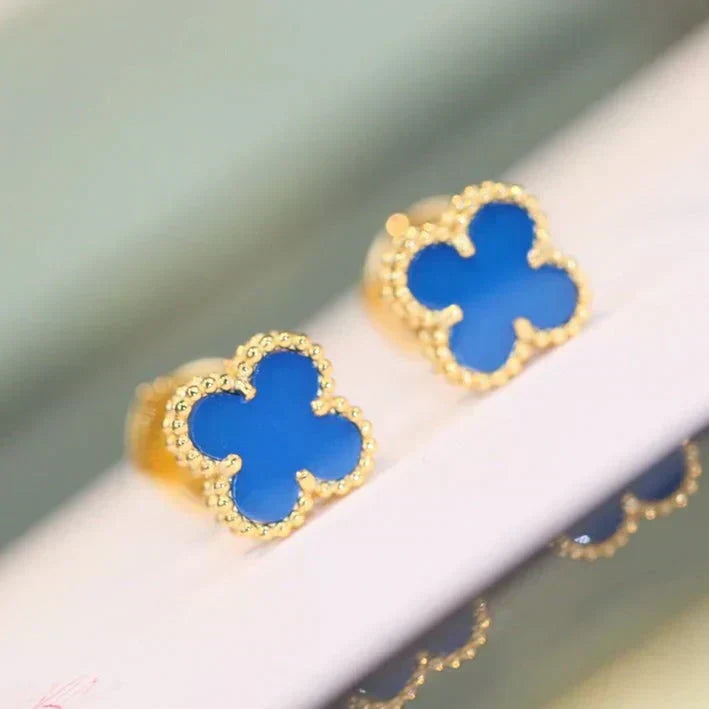 [Okajuri Jewelry]CLOVER MINI 9.5MM TURQUOISE EARRINGS