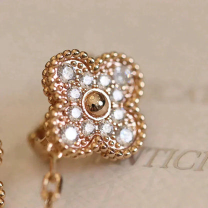 [Okajuri Jewelry]CLOVER MEDIUM 1 MOTIFS FUll DIAMOND EARRINGS