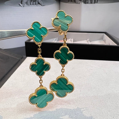 [Okajuri Jewelry]CLOVER MALACHITE 3 MOTIFS GOLD