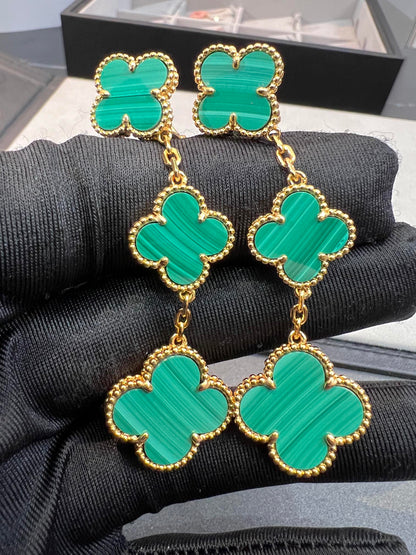 [Okajuri Jewelry]CLOVER MALACHITE 3 MOTIFS GOLD