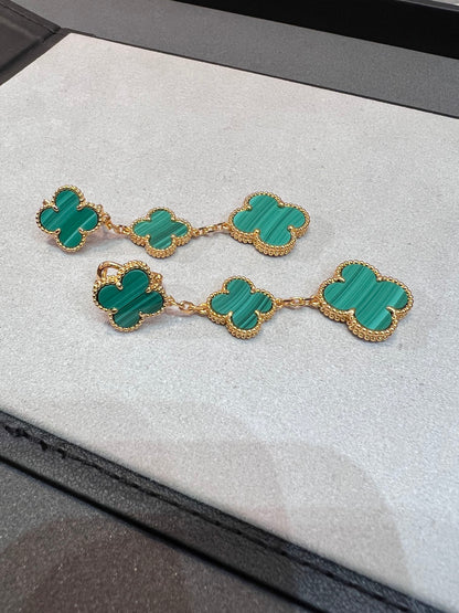 [Okajuri Jewelry]CLOVER MALACHITE 3 MOTIFS GOLD