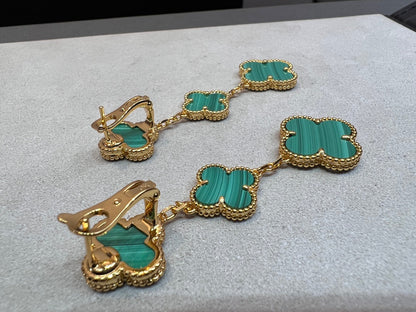 [Okajuri Jewelry]CLOVER MALACHITE 3 MOTIFS GOLD