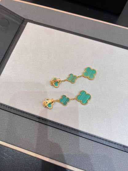 [Okajuri Jewelry]CLOVER MALACHITE 3 MOTIFS GOLD