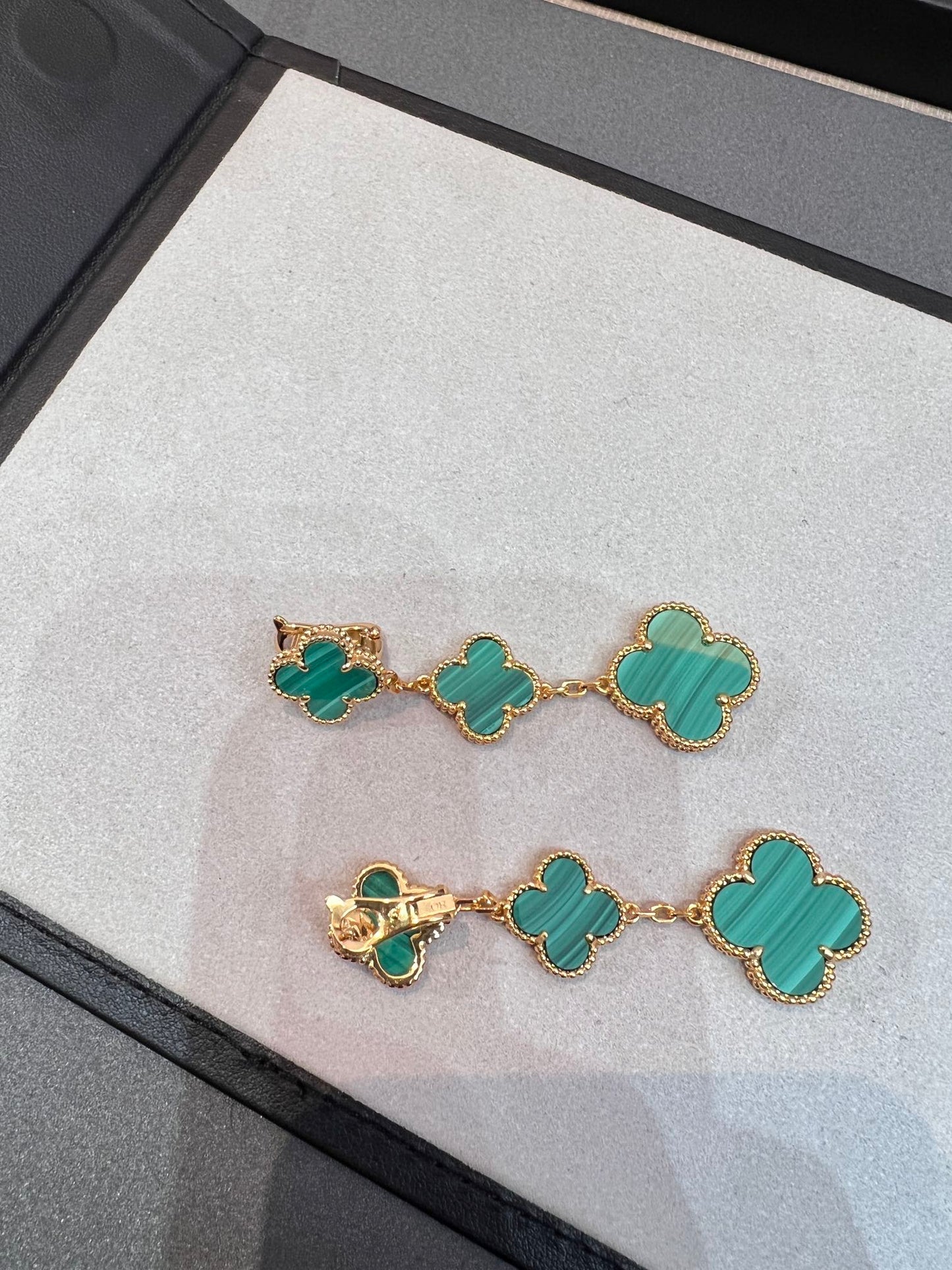 [Okajuri Jewelry]CLOVER MALACHITE 3 MOTIFS GOLD