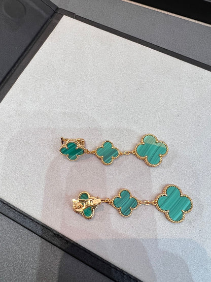 [Okajuri Jewelry]CLOVER MALACHITE 3 MOTIFS GOLD