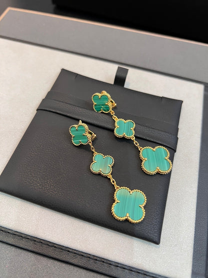 [Okajuri Jewelry]CLOVER MALACHITE 3 MOTIFS GOLD