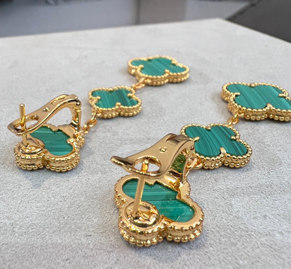 [Okajuri Jewelry]CLOVER MALACHITE 3 MOTIFS GOLD
