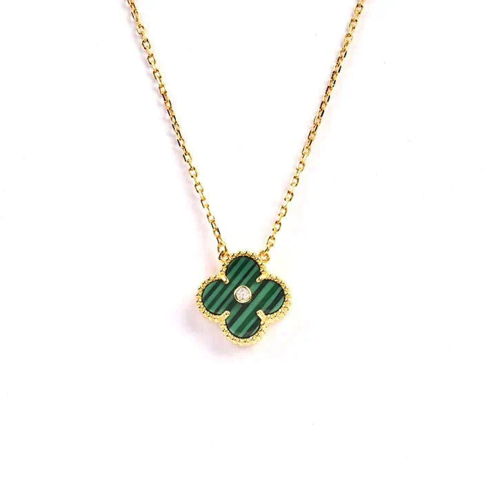 [Okajuri Jewelry]CLOVER 15MM DIAMOND TURQUOISE NECKLACE