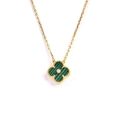 [Okajuri Jewelry]CLOVER 15MM DIAMOND TURQUOISE NECKLACE