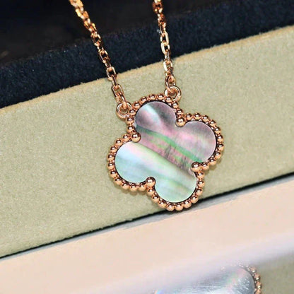 [Okajuri Jewelry]CLOVER 15MM  GRAY MOTHER OF PEARL NECKLACE