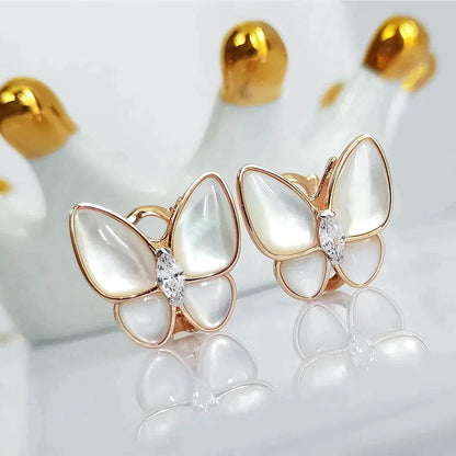 [Okajuri Jewelry]BUTTERFLY MOP DIAMOND EARRINGS
