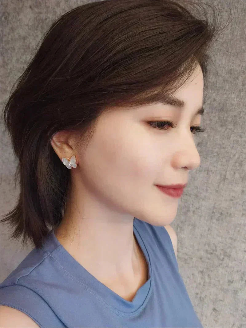 [Okajuri Jewelry]BUTTERFLY MOP DIAMOND EARRINGS