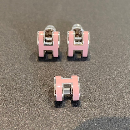 [Okajuri Jewelry]MINI POP H SILVER EARRINGS PINK