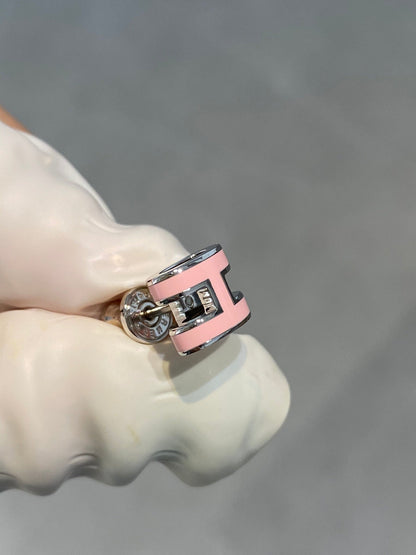 [Okajuri Jewelry]MINI POP H SILVER EARRINGS PINK