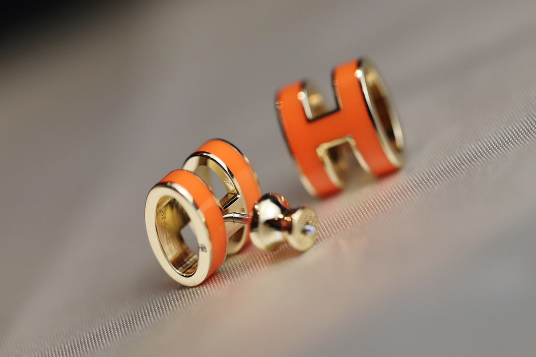 [Okajuri Jewelry]MINI POP H EARRINGS ORANGE