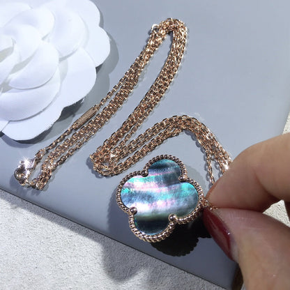 [Okajuri Jewelry]CLOVER 25MM GOLD DARK MOP BIG CLOVER NECKLACE