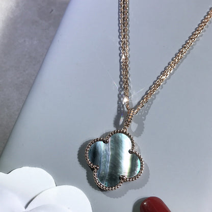 [Okajuri Jewelry]CLOVER 25MM GOLD DARK MOP BIG CLOVER NECKLACE