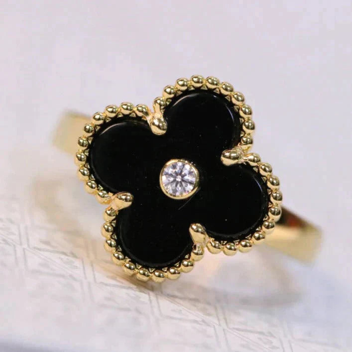 [Okajuri Jewelry]CLOVER ONYX RING GOLD DIAMOND