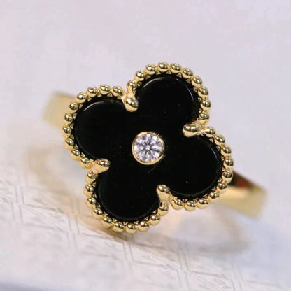[Okajuri Jewelry]CLOVER ONYX RING GOLD DIAMOND