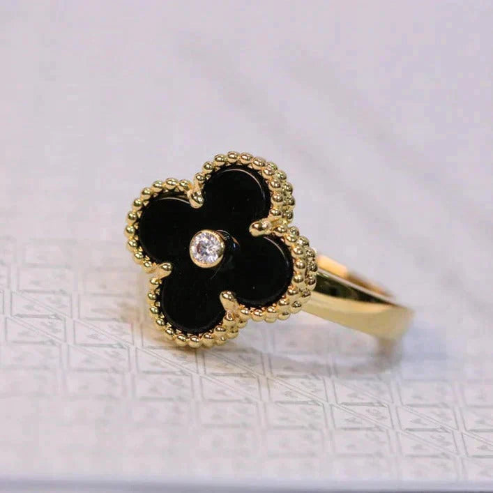 [Okajuri Jewelry]CLOVER ONYX RING GOLD DIAMOND
