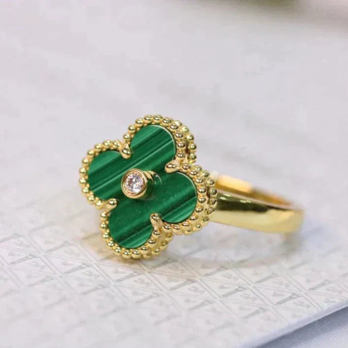 [Okajuri Jewelry]CLOVER MALACHITE RING GOLD DIAMOND