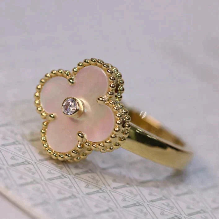 [Okajuri Jewelry]CLOVER PINK MOP RING GOLD DIAMOND