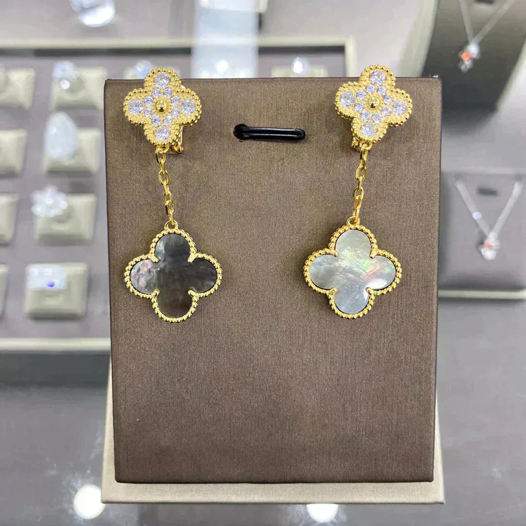 [Okajuri Jewelry]CLOVER  2 MOTIFS  DIAMOND  EARRINGS (MULTIPLE CHOICESç´