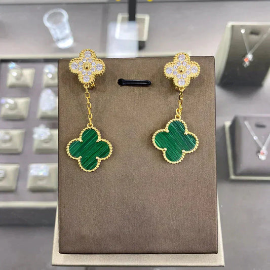 [Okajuri Jewelry]CLOVER  2 MOTIFS  DIAMOND  EARRINGS (MULTIPLE CHOICESç´
