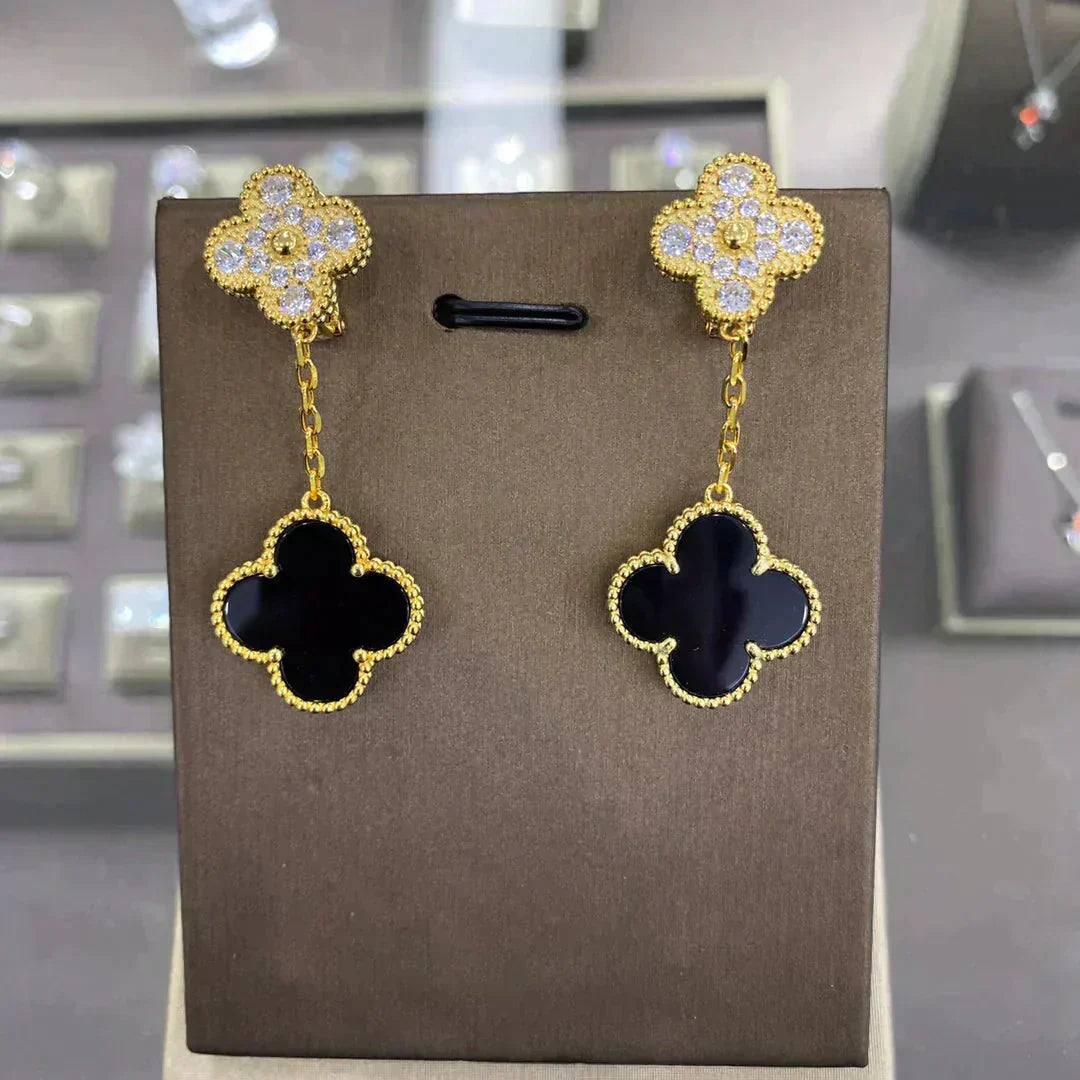 [Okajuri Jewelry]CLOVER  2 MOTIFS  DIAMOND  EARRINGS (MULTIPLE CHOICESç´