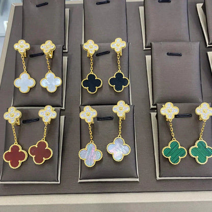 [Okajuri Jewelry]CLOVER  2 MOTIFS  DIAMOND  EARRINGS (MULTIPLE CHOICESç´