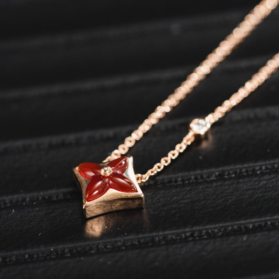 [Okajuri Jewelry]STAR NECKLACE PINK GOLD 1 DIAMOND