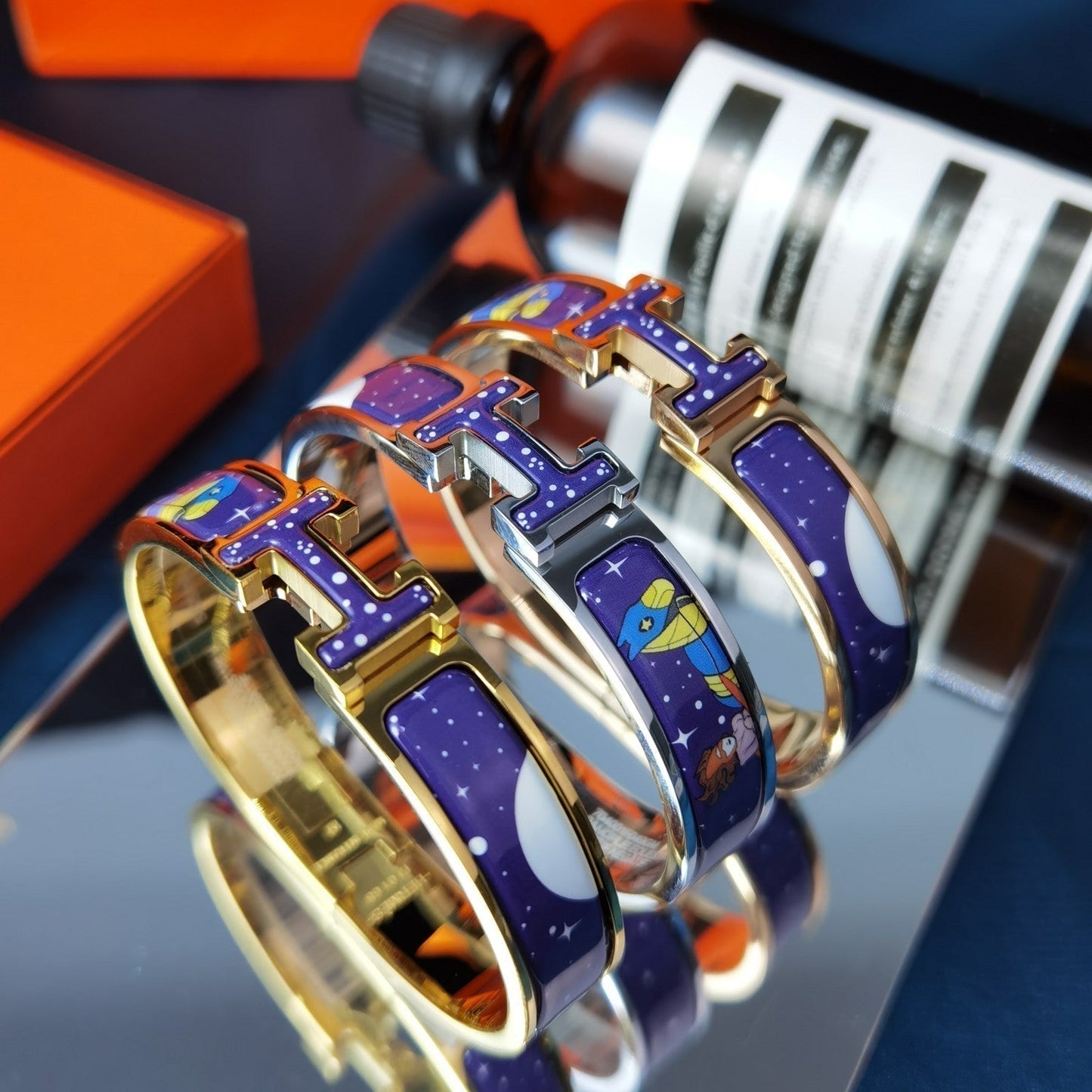 [Okajuri Jewelry]H STAR AND MOON BRACELET 12MM