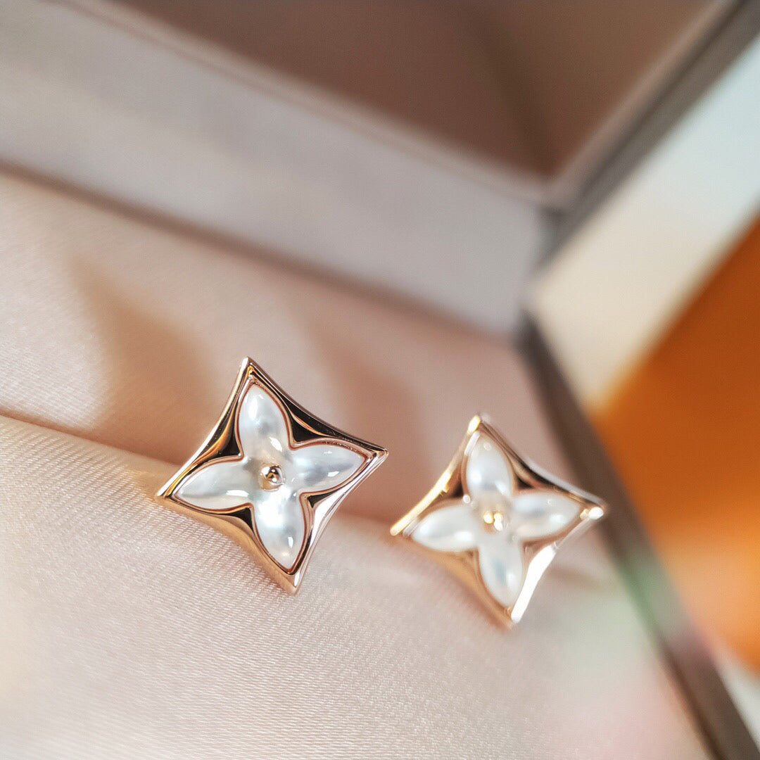 [Okajuri Jewelry]STAR MOP PINK GOLD EARRINGS