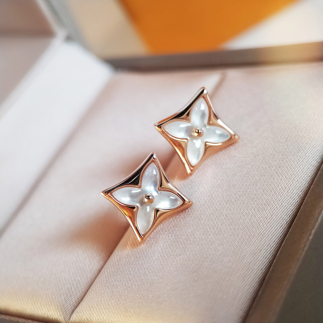 [Okajuri Jewelry]STAR MOP PINK GOLD EARRINGS