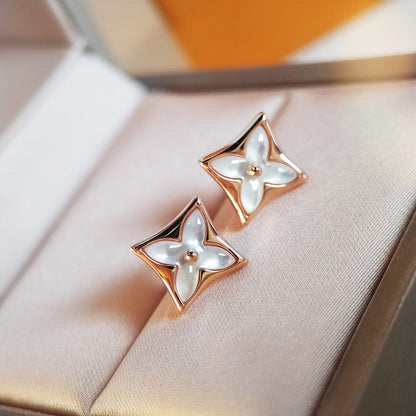 [Okajuri Jewelry]STAR MOP PINK GOLD EARRINGS