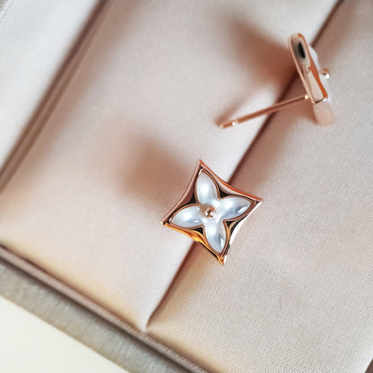 [Okajuri Jewelry]STAR MOP PINK GOLD EARRINGS